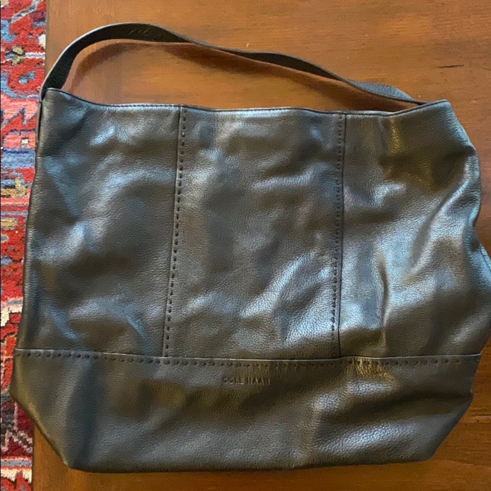 Cole Haan black leather hobo bag